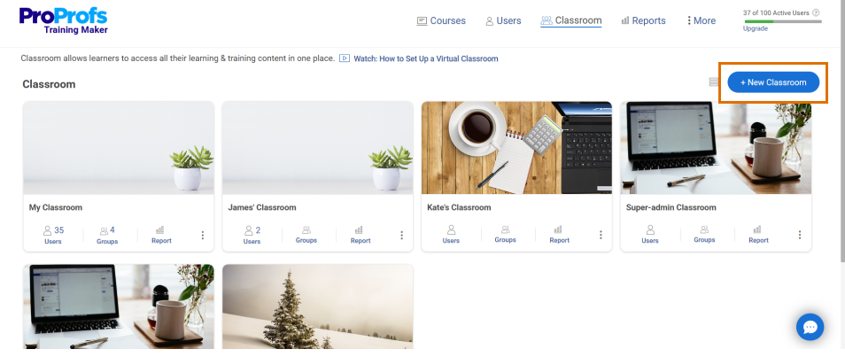 Click + New Classroom.